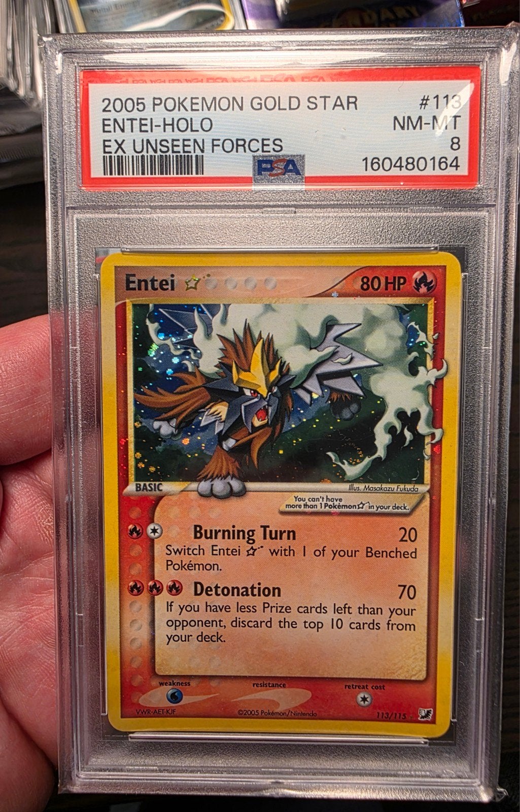 PSA 8 NM/MINT Raikou Suicune Entei Gold Star Pokemon 2005 Ex, Ophalen of Verzenden, Nieuw, Meerdere kaarten