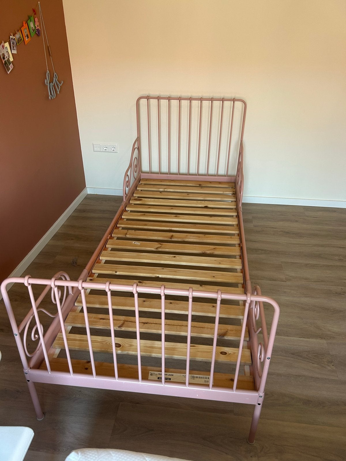 IKEA Minnen meegroeibed roze met lattenbodem, Ophalen, 80 cm, 200 cm, Metaal