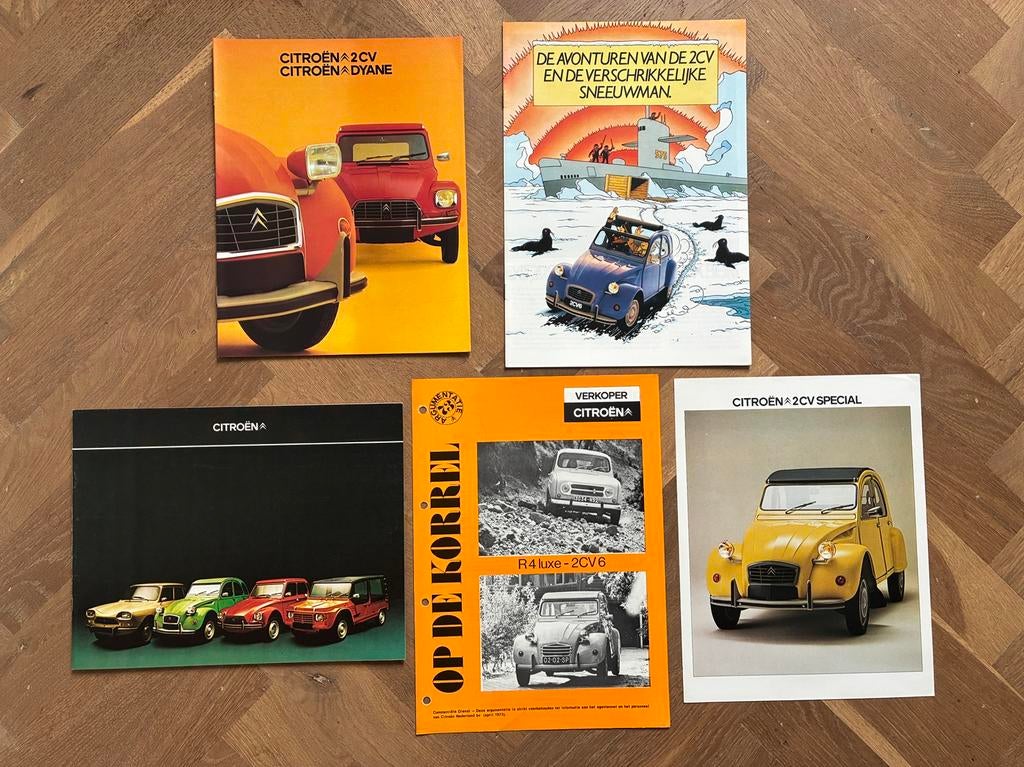 Citroën 2CV brochures - 5 stuks, Ophalen of Verzenden, Zo goed als nieuw, Citroën