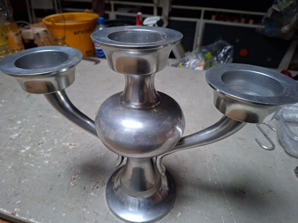 zware aluminium kandelaar, Huis en Inrichting, Woonaccessoires | Kandelaars en Kaarsen, Ophalen of Verzenden, Zo goed als nieuw