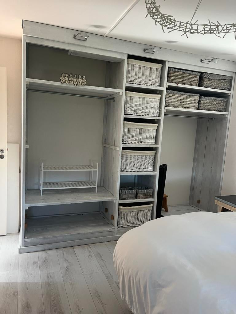 Complete slaapkamer steigerhout grijs, Ophalen of Verzenden, Gebruikt, Tweepersoons