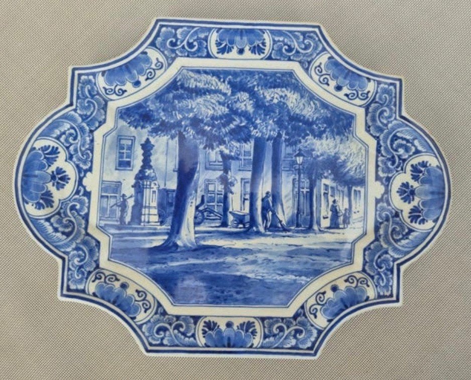 Antiek Delfts Blauw Wandbord de porceleyne fles, Ophalen of Verzenden
