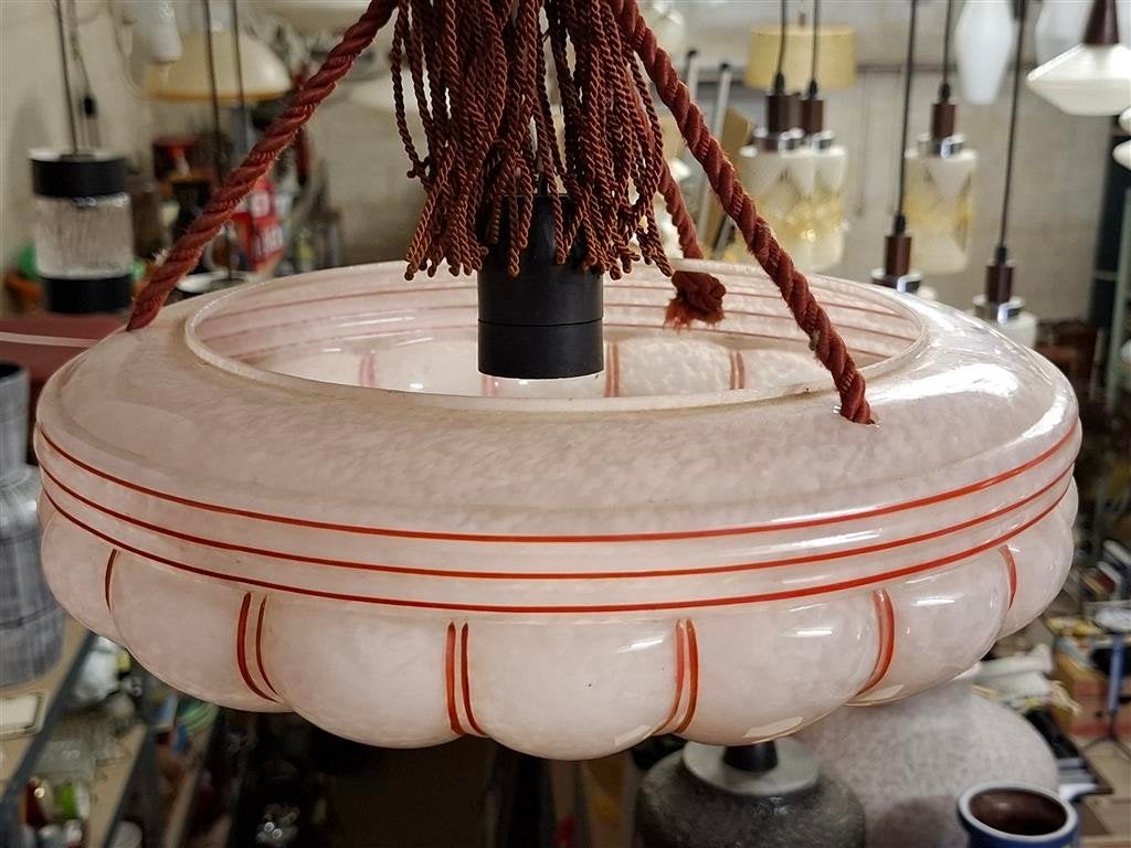Hanglamp '50s ( Retro/Vintage/Design ), Ophalen of Verzenden, Gebruikt, Glas, Vintage