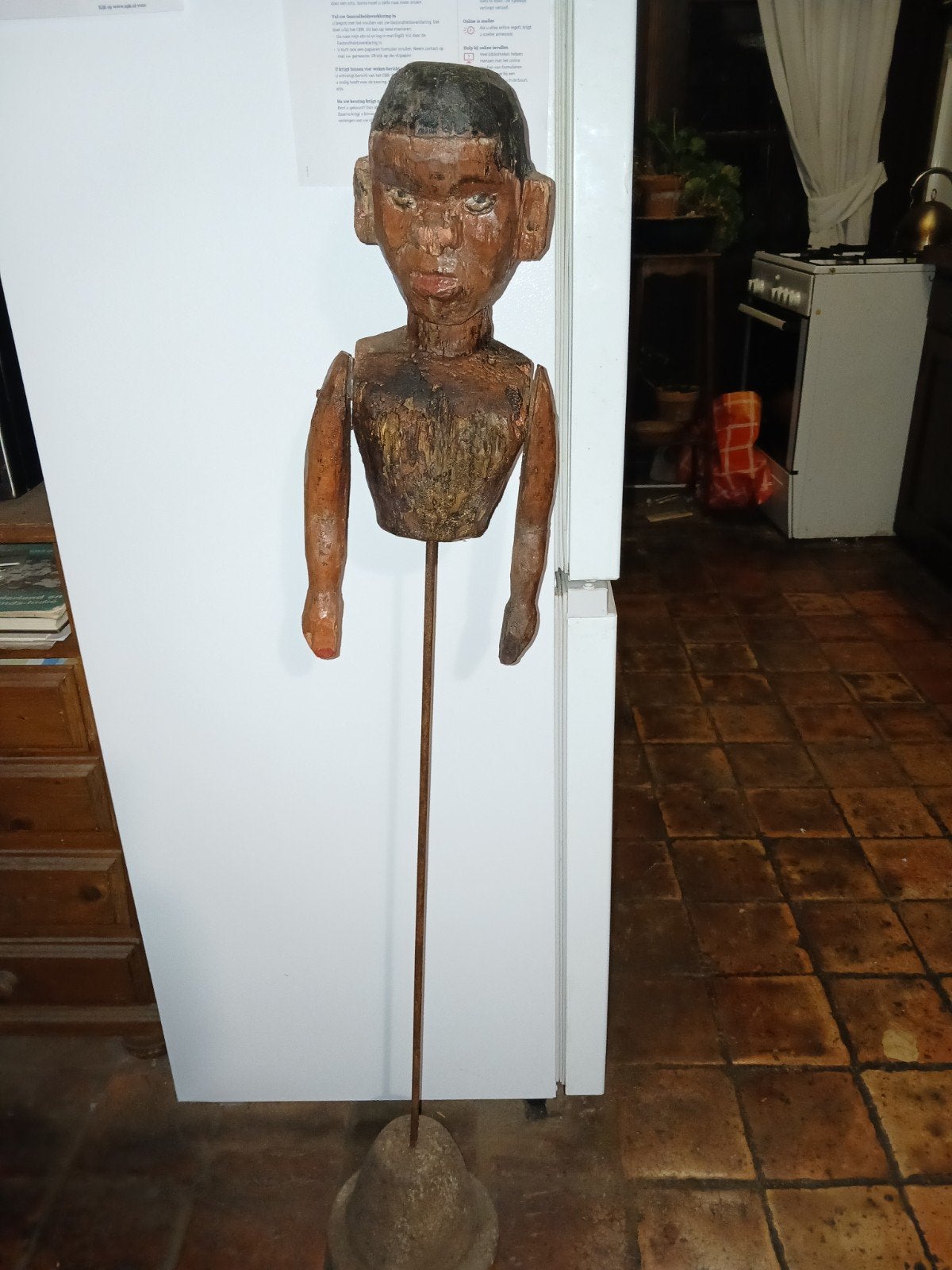 Antiek- Tributale kunst op standaard  Indonesië "De Evenaar", Antiek en Kunst, Kunst | Beelden en Houtsnijwerken, Ophalen, Buste