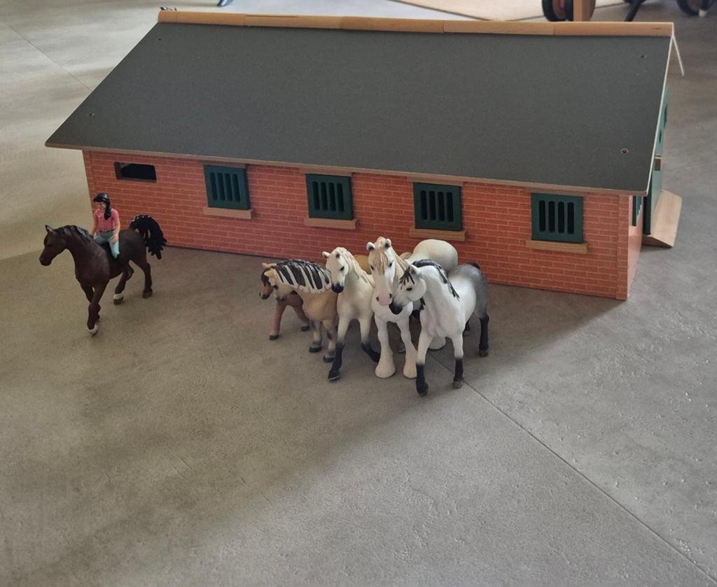 Kids Globe Paardenstal met Schleich Paarden en Ruiter, Ophalen, Zo goed als nieuw, Jongen of Meisje