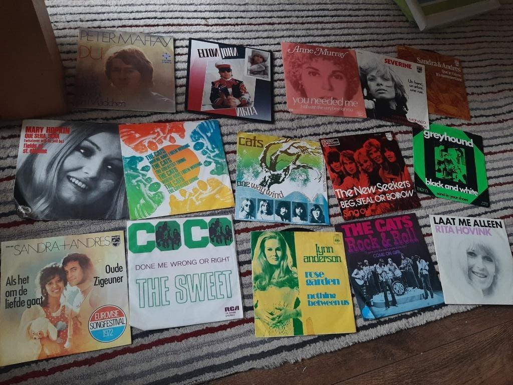Harmonicakoffer vol met singles 1970 e.o., Cd's en Dvd's, Vinyl Singles, Ophalen, Gebruikt, Pop