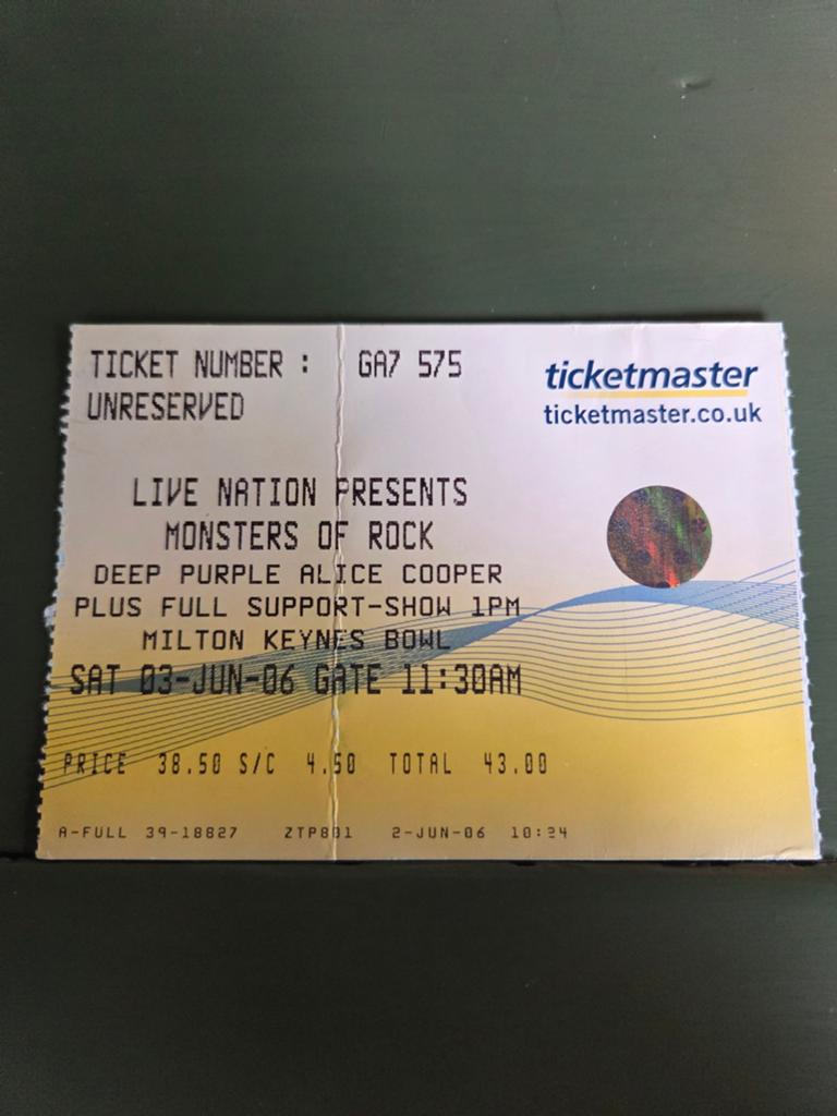 Concertkaart Monsters of Rock 3 juni 2006 Milton Keynes Bowl, Verzamelen, Ophalen of Verzenden, Zo goed als nieuw, Overige typen