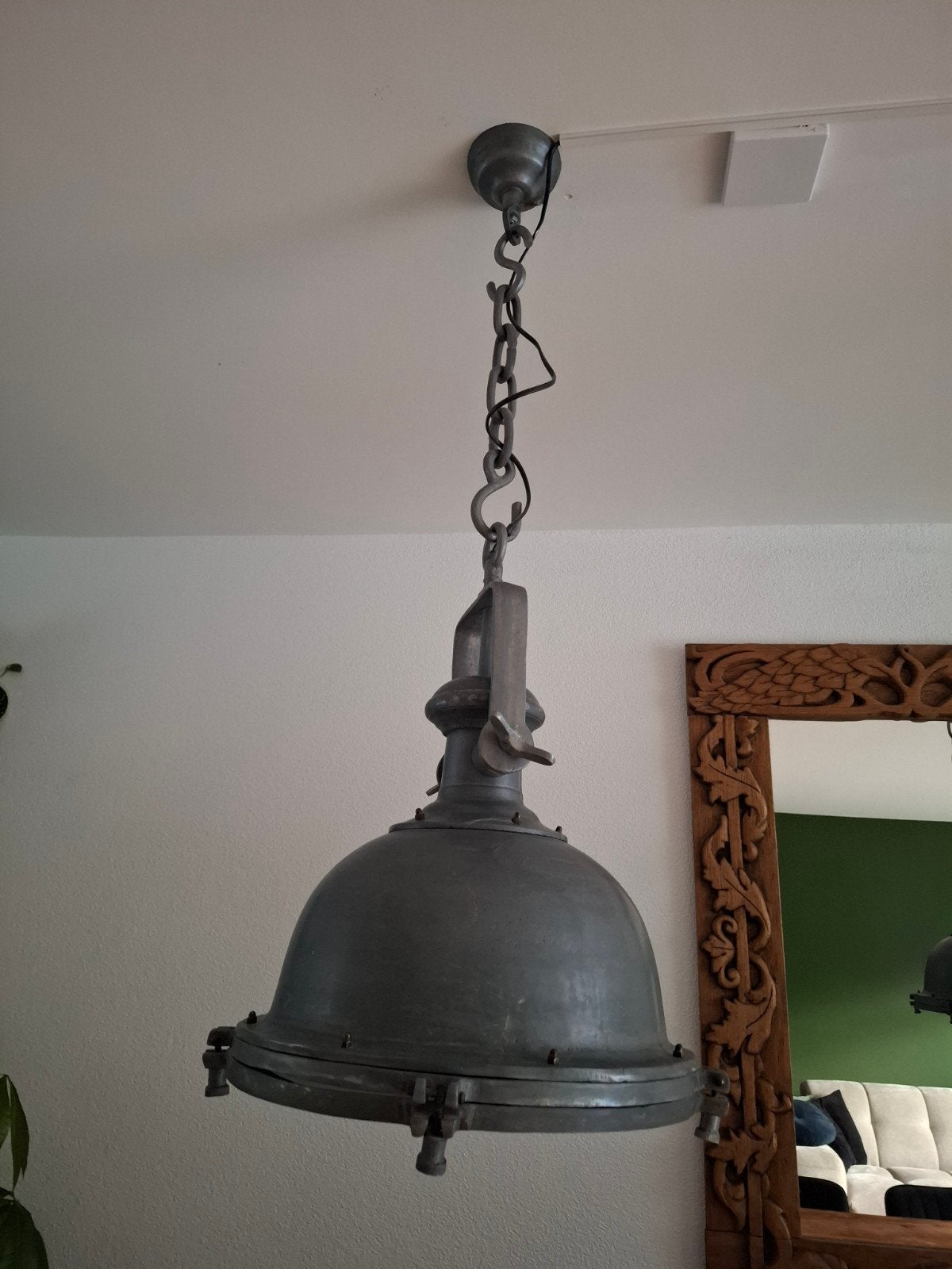 Industriële hanglamp - Vintage fabriekslamp, Antiek en Kunst, Antiek | Lampen, Ophalen