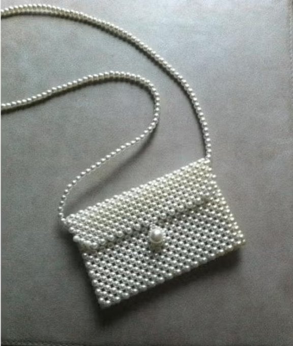Dames sjeik tasje met parels wit Br20H12cm, Ophalen of Verzenden, Zo goed als nieuw, Wit