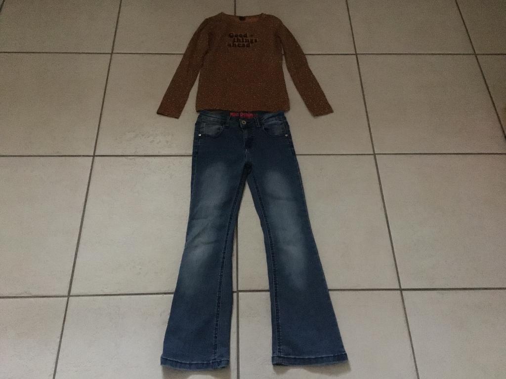 Broek en longsleeve meisje, maat 134/140, Ophalen of Verzenden, Zo goed als nieuw, Meisje, Broek