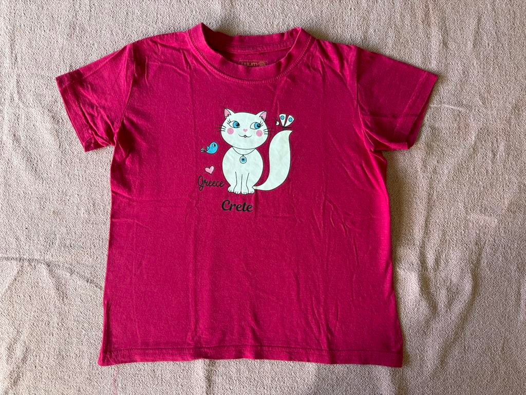 Roze tshirt meisje kat 122/128, Ophalen of Verzenden, Zo goed als nieuw, Meisje, Shirt of Longsleeve