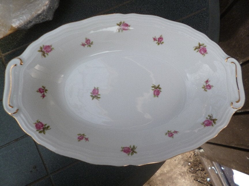 2 x Broodschaal Rheinkrone Bavaria met roze roosjes, Ophalen of Verzenden