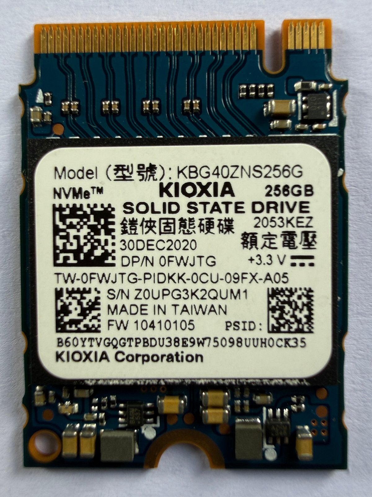 KIOXIA NVMe SSD 256GB M.2 2230 – KBG40ZNS256G, Computers en Software, Harde schijven, Intern, 256GB, SSD, Ophalen of Verzenden