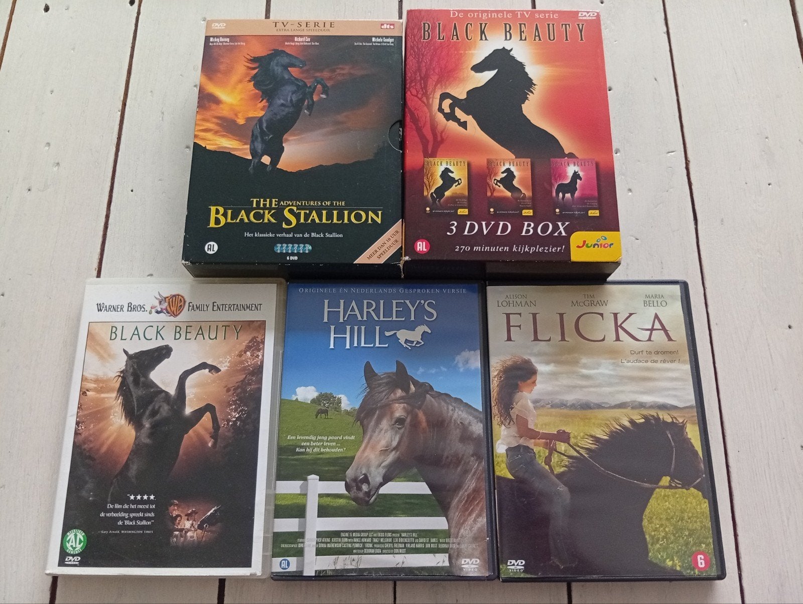 DVD-collectie: Black Beauty, Flicka, Harley's Hill, Ophalen of Verzenden, Zo goed als nieuw, Nederlands