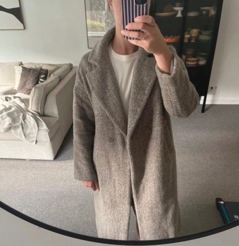 Oversized wollen jas beige taupe NA-KD, NA-KD, Verzenden, Beige, Zo goed als nieuw