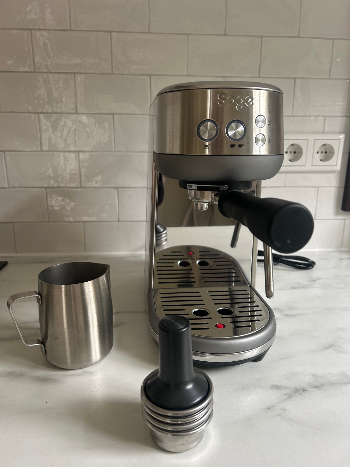 Nieuwe Sage Bambino, Ophalen, Afneembaar waterreservoir, Espresso apparaat, Gemalen koffie