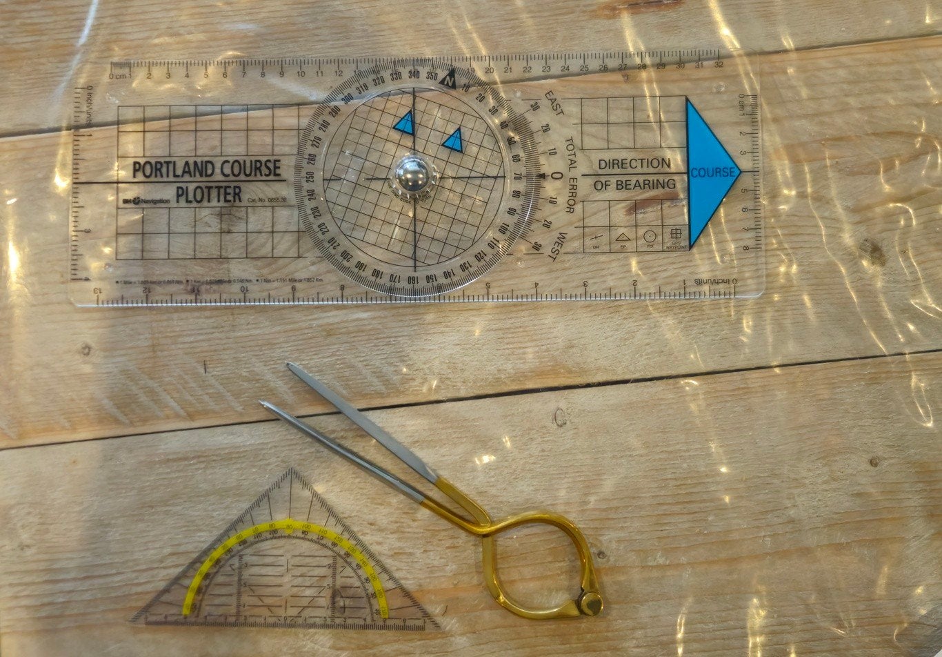 Complete Navigatieset – Portland Course Plotter + Messing Pa, Ophalen of Verzenden, Zo goed als nieuw, Gps of Kompas