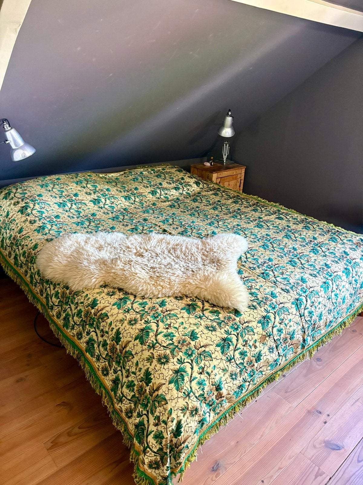 Sprei, grand foulard, throw blanket, bankhoes, groen, goud, Ophalen of Verzenden, Zo goed als nieuw