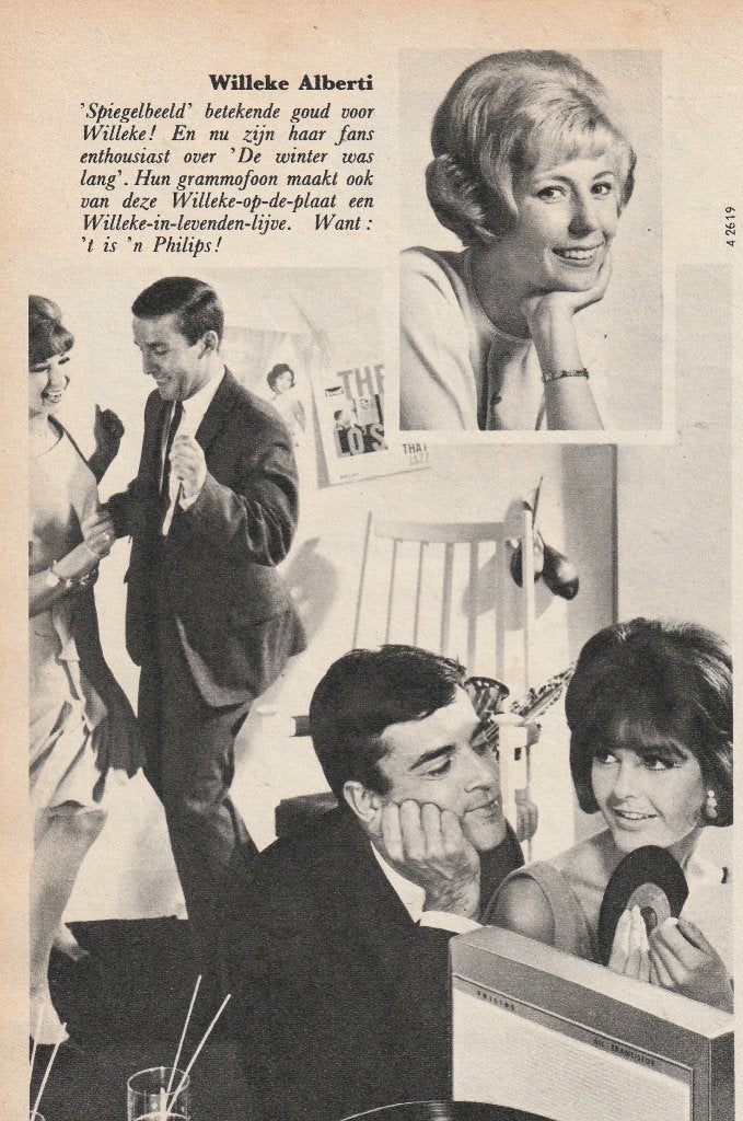 retro reclame 1964 Philips platenspeler met Willeke Alberti, Verzamelen, Verzenden, Overige typen