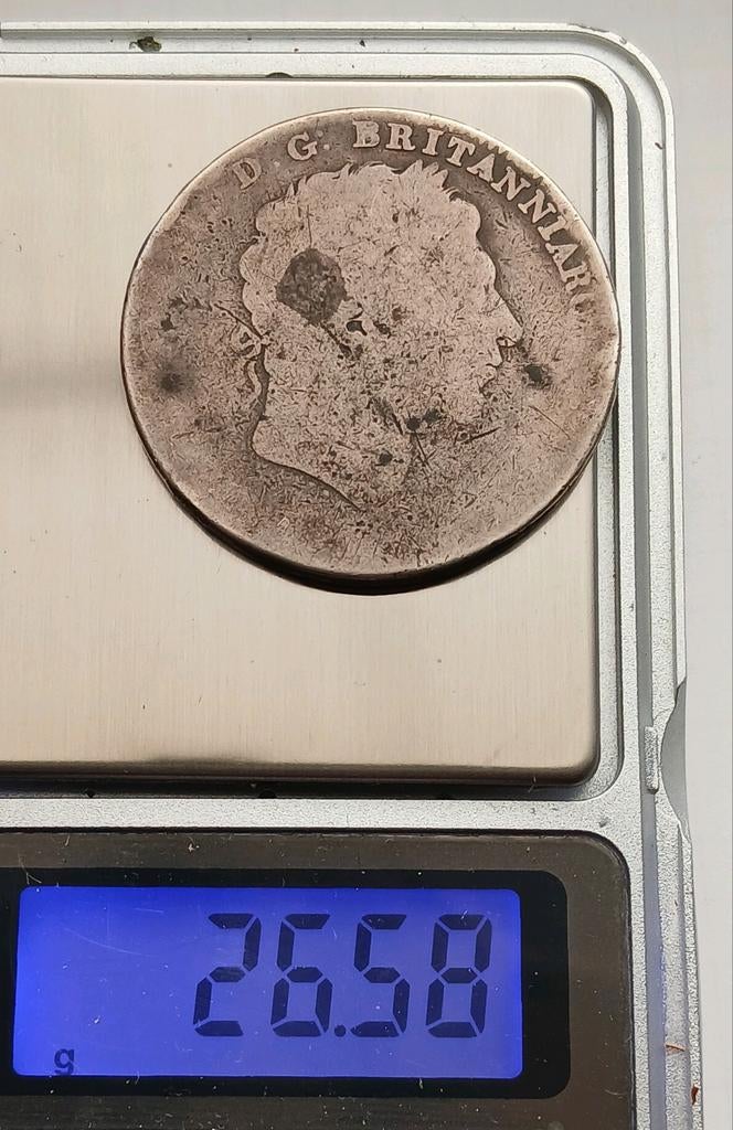 1 Crown 1818 Engeland Oude Zilver Munt George III Zeldzaam, Ophalen of Verzenden, Zilver