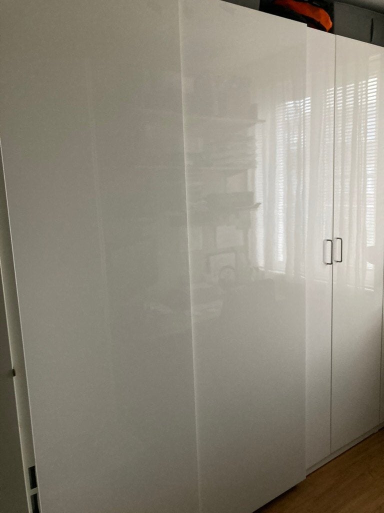 Ikea schuifdeuren HASVIK voor PAX, hoogglans wit 150x236 cm, Ophalen, Gebruikt, 200 cm of meer, 150 tot 200 cm