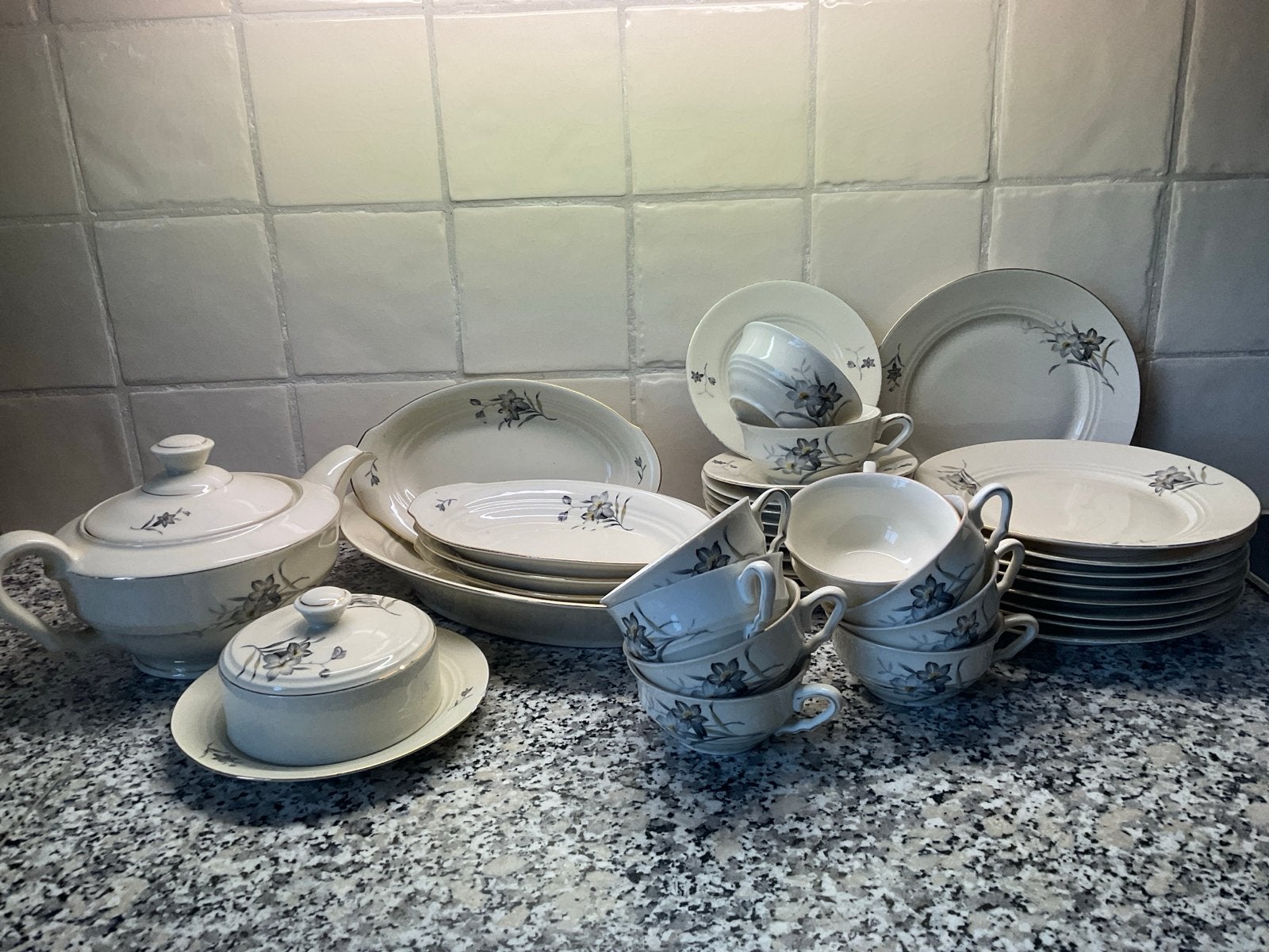 Servies ontbijt-/thee Ivory Rosenthal Bloemenmotief, Ophalen, Gebruikt, Overige merken, Vintage