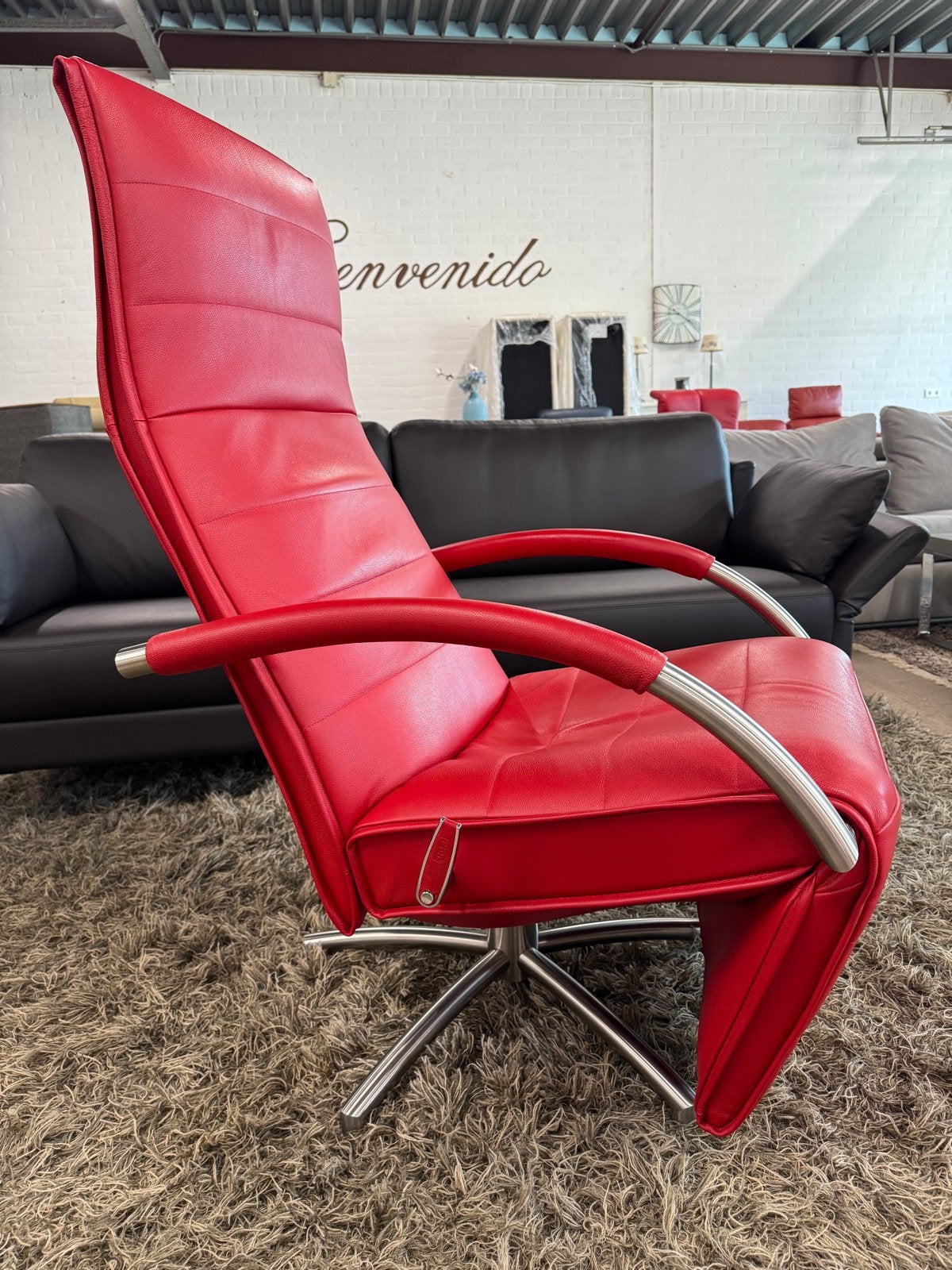 Jori Mensana Relaxfauteuil - Rood Leer, Jori, Ophalen of Verzenden, Zo goed als nieuw, Info@jori.com