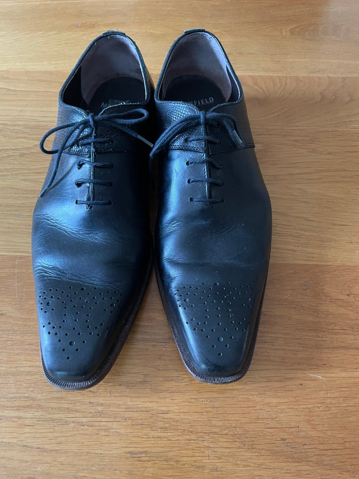 Manfield Nette Schoenen Zwart Maat 45, Ophalen of Verzenden, Gedragen, Zwart, Veterschoenen