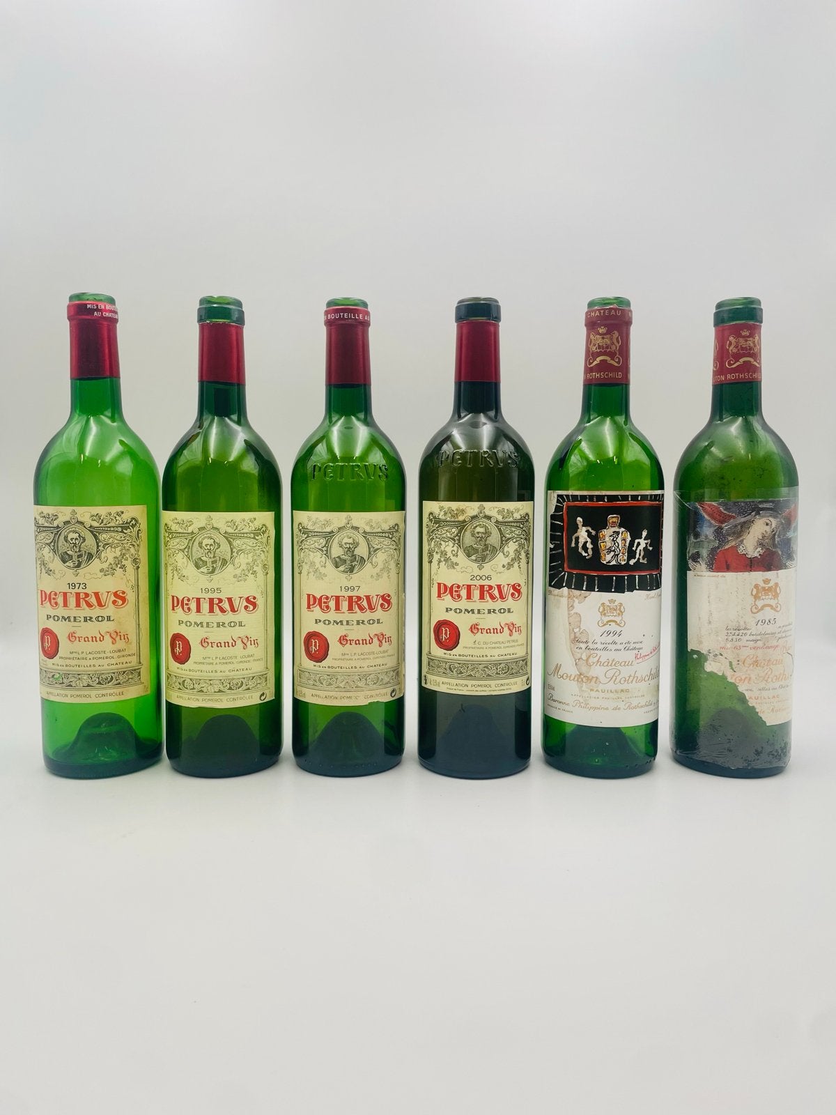 Decoratieve wijnflessen - Petrus & Mouton Rothschild, Ophalen of Verzenden, Gebruikt, Frankrijk, Rode wijn
