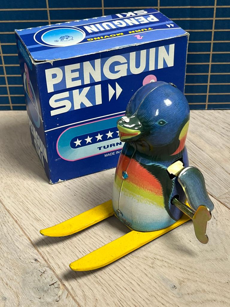 Vintage blikken speelgoed Penguin Ski – opwindbare pinguïn, Verzenden, Zo goed als nieuw