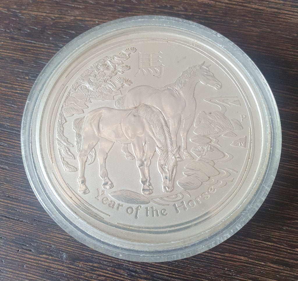 Lunar 5 ounce oz zilver paard 2014 Perth, Postzegels en Munten, Edelmetalen en Baren, Ophalen, Zilver