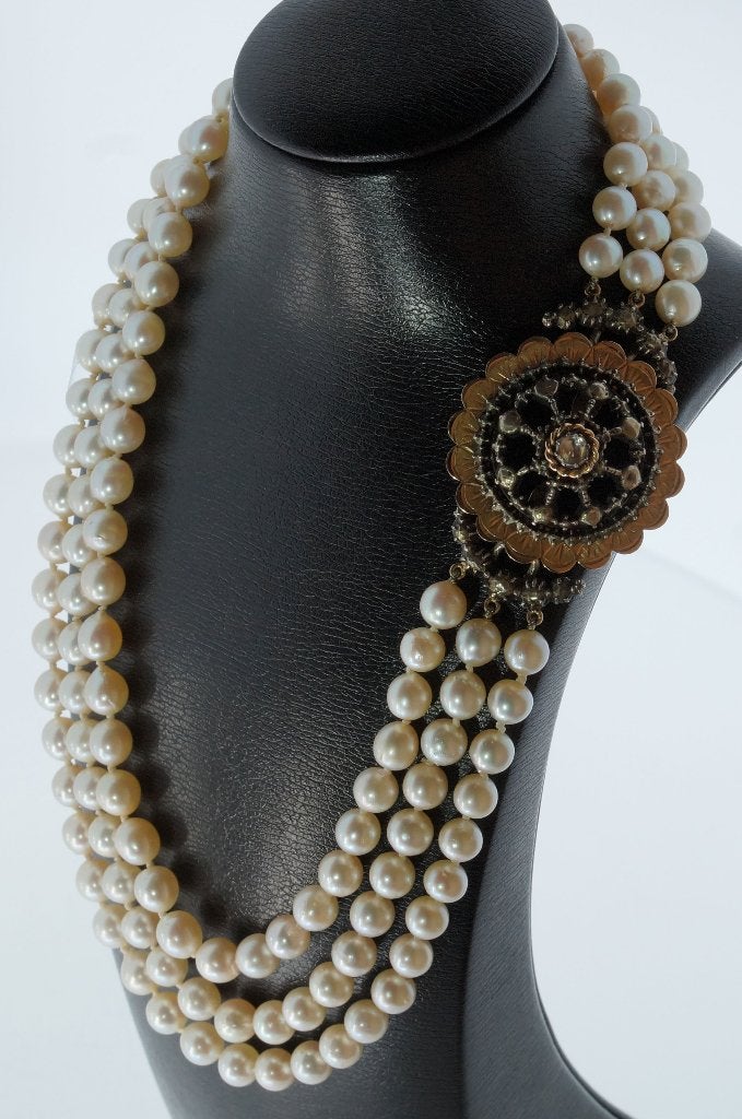 Diamant parel exclusief slot 14k goud ketting zeldzaam dames, Verzenden, Goud, Ketting, Met edelsteen