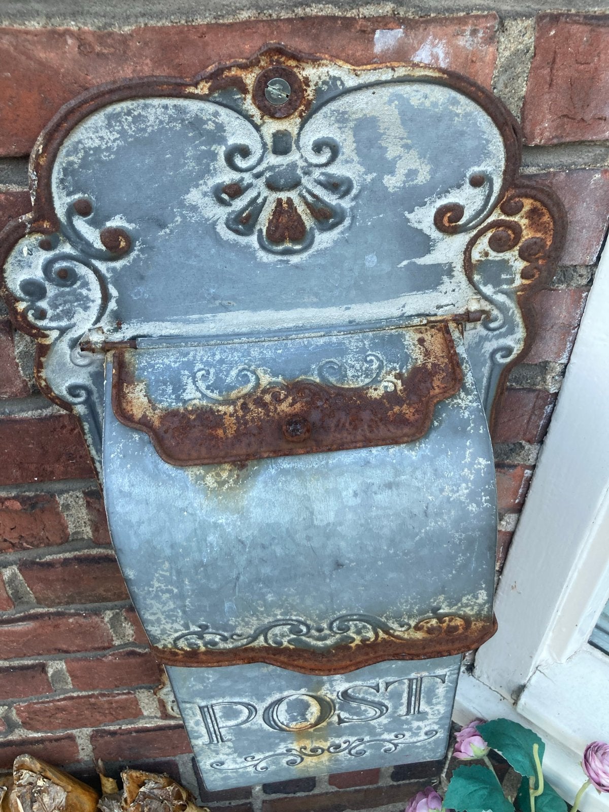 brievenbus 'POST' vintage - metaal, Vintage, Gebruikt, Ophalen of Verzenden, Metaal