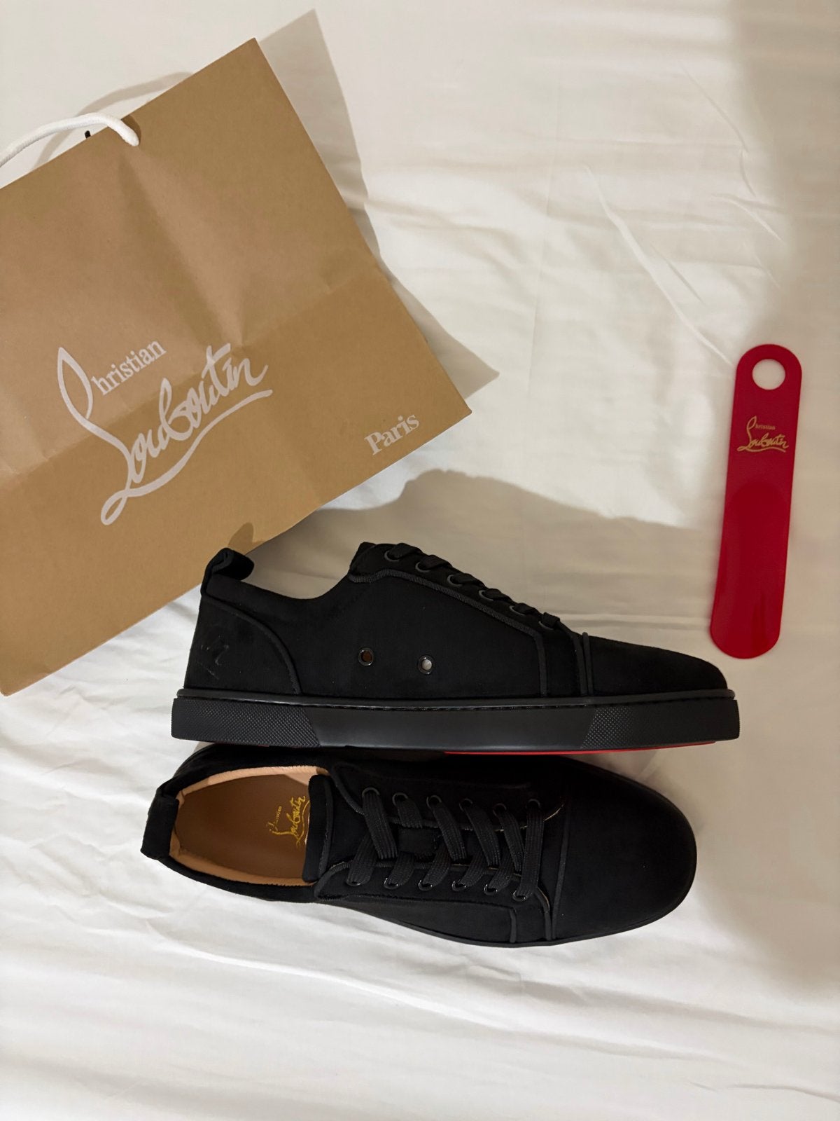Christian Louboutin Sneakers - Maat 43 - Zwart, Ophalen of Verzenden, Zo goed als nieuw, Zwart, Sneakers of Gympen