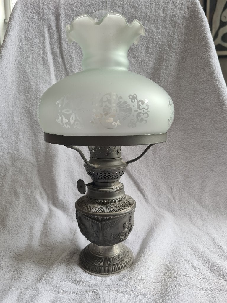 Complete WMF tinnen olielamp "Der Lautenspieler" - H. Sorgh, Ophalen of Verzenden
