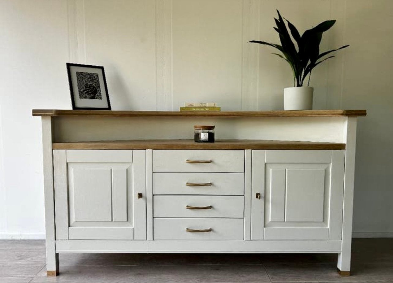 Massief beukenhouten dressoir, Ophalen, Met deur(en), 150 tot 200 cm, 50 tot 75 cm