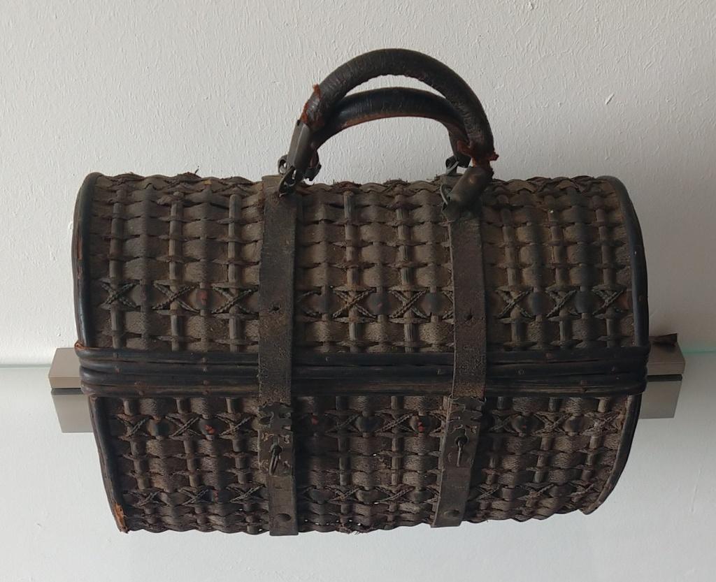 antieke boerenmand/ handtas, gevlochten riet rotan, volgnr 5, Ophalen of Verzenden, Dames