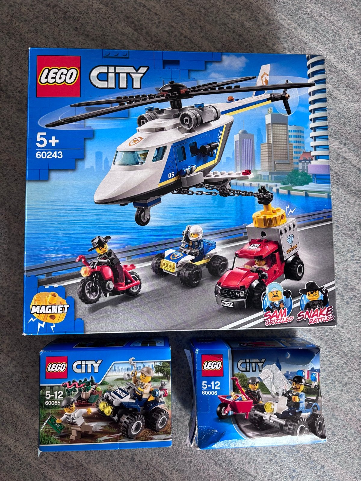 LEGO City Politie Helikopter, Quad en Motor Set (3 sets), Ophalen, City, Lego, Zo goed als nieuw