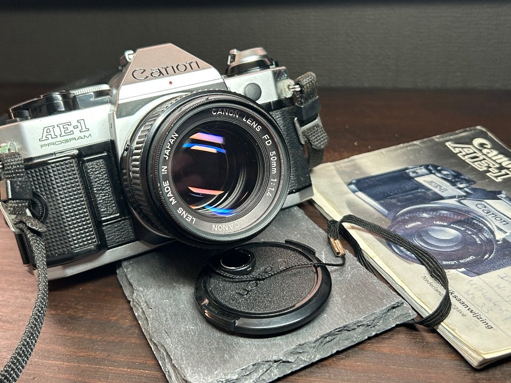 Fraaie Canon AE-1 Program camera met 50mm 1.4 lens, Ophalen, Zo goed als nieuw, Spiegelreflex, Canon