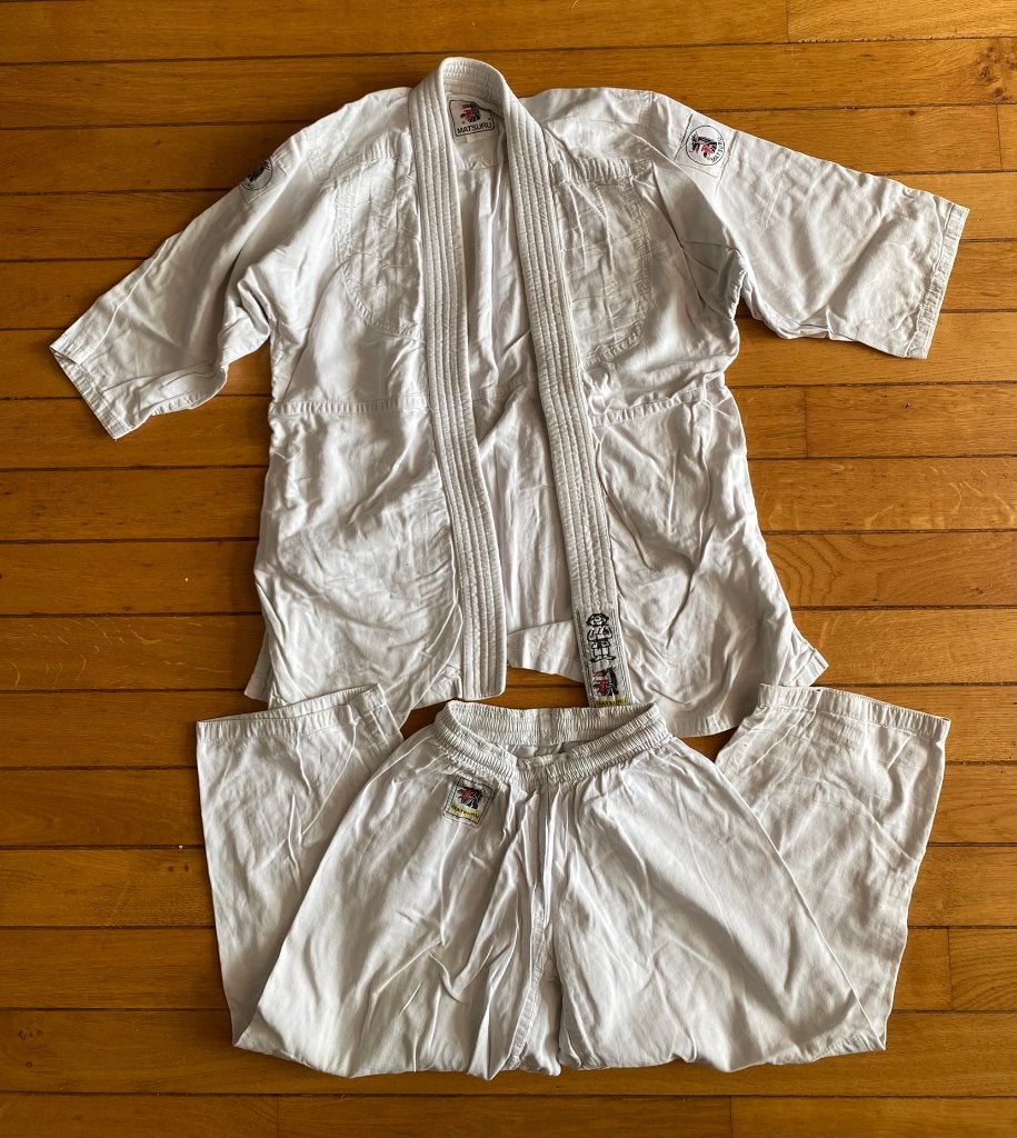 Judopak van Matsuru, maat ong.120, Sport en Fitness, Vechtsporten en Zelfverdediging, Gebruikt, Judo, Vechtsportpak, Ophalen of Verzenden