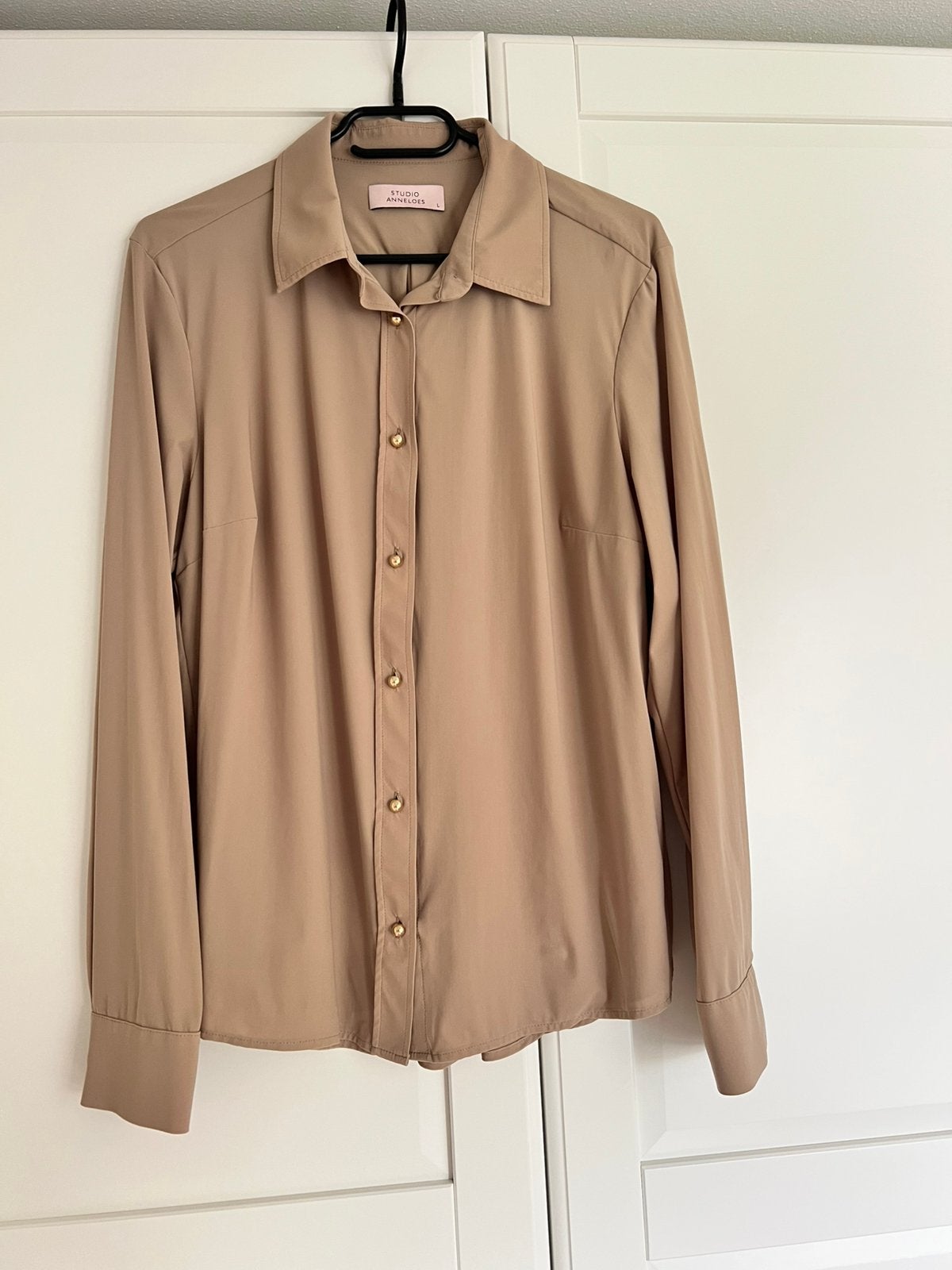 Studio anneloes bobby gold blouse L latte travelstof, Maat 42/44 (L), Ophalen of Verzenden, Zo goed als nieuw, X