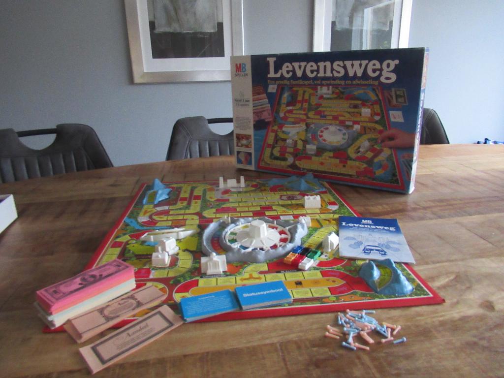Compleet spel levensweg oudere versie van MB., Hobby en Vrije tijd, Ophalen of Verzenden, Gebruikt
