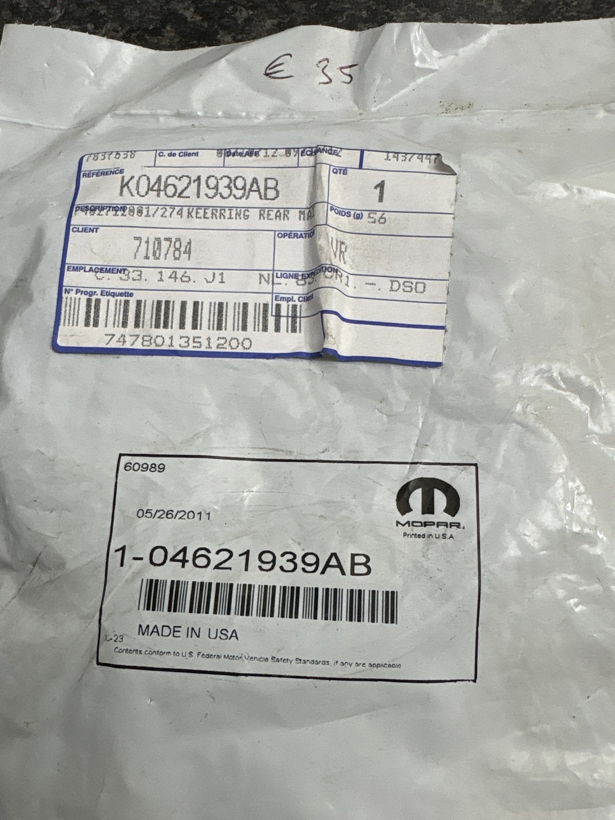 Mopar K04621939AB Keerring Achter - Nieuw, -, Overige automerken, -, Nieuw