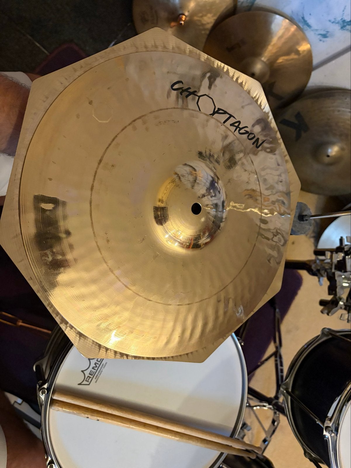 15” Choptagon Hypno Hi-Hat Pair - Uniek en Handgemaakt, Gebruikt, Usa, Bekkens@hermanJager.nl, Drums of Percussie