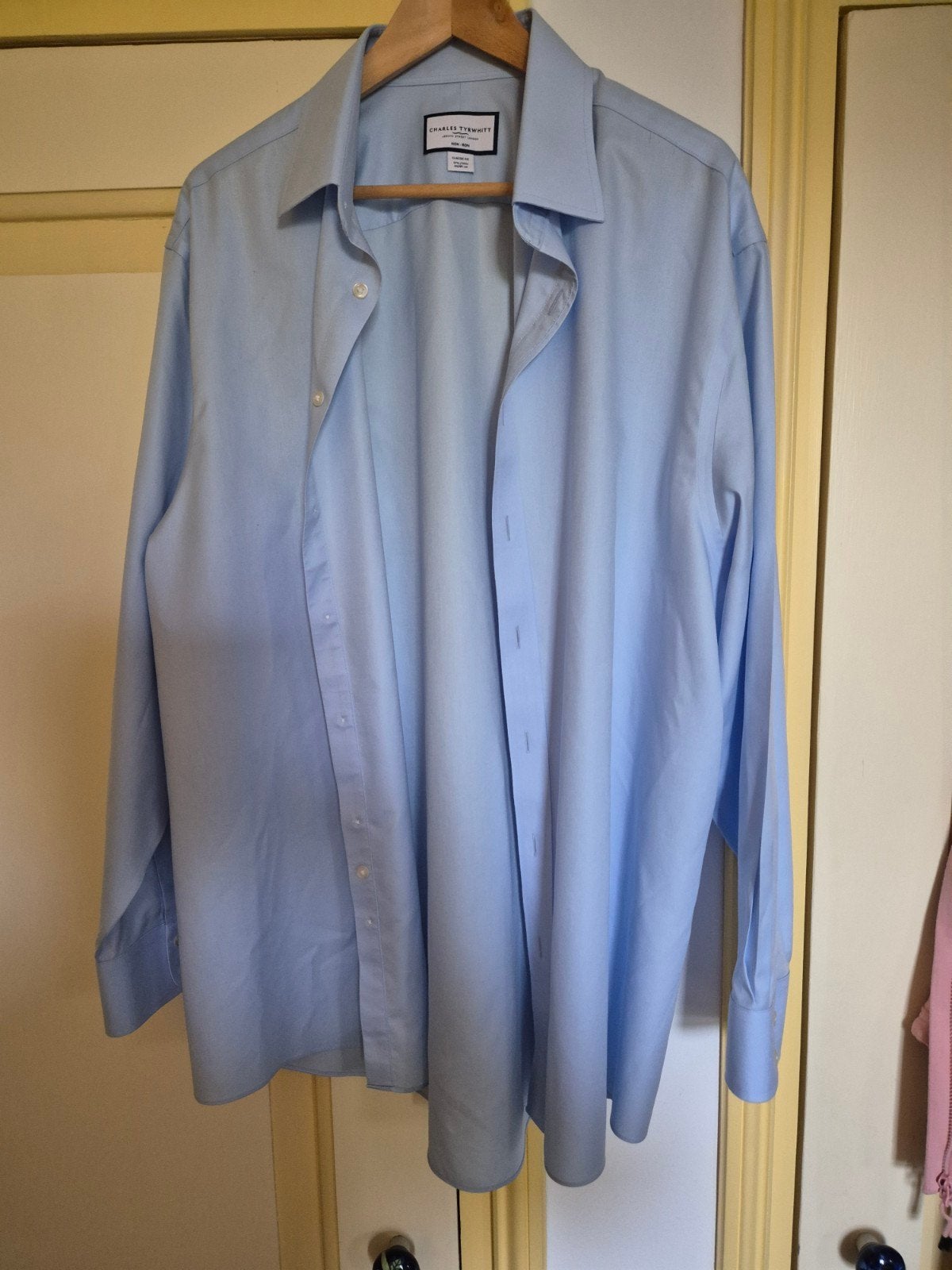 Charles Tyrwhitt Non-Iron overhemd - Lichtblauw, Blauw, Charles Tyrwhitt, Ophalen of Verzenden, Zo goed als nieuw