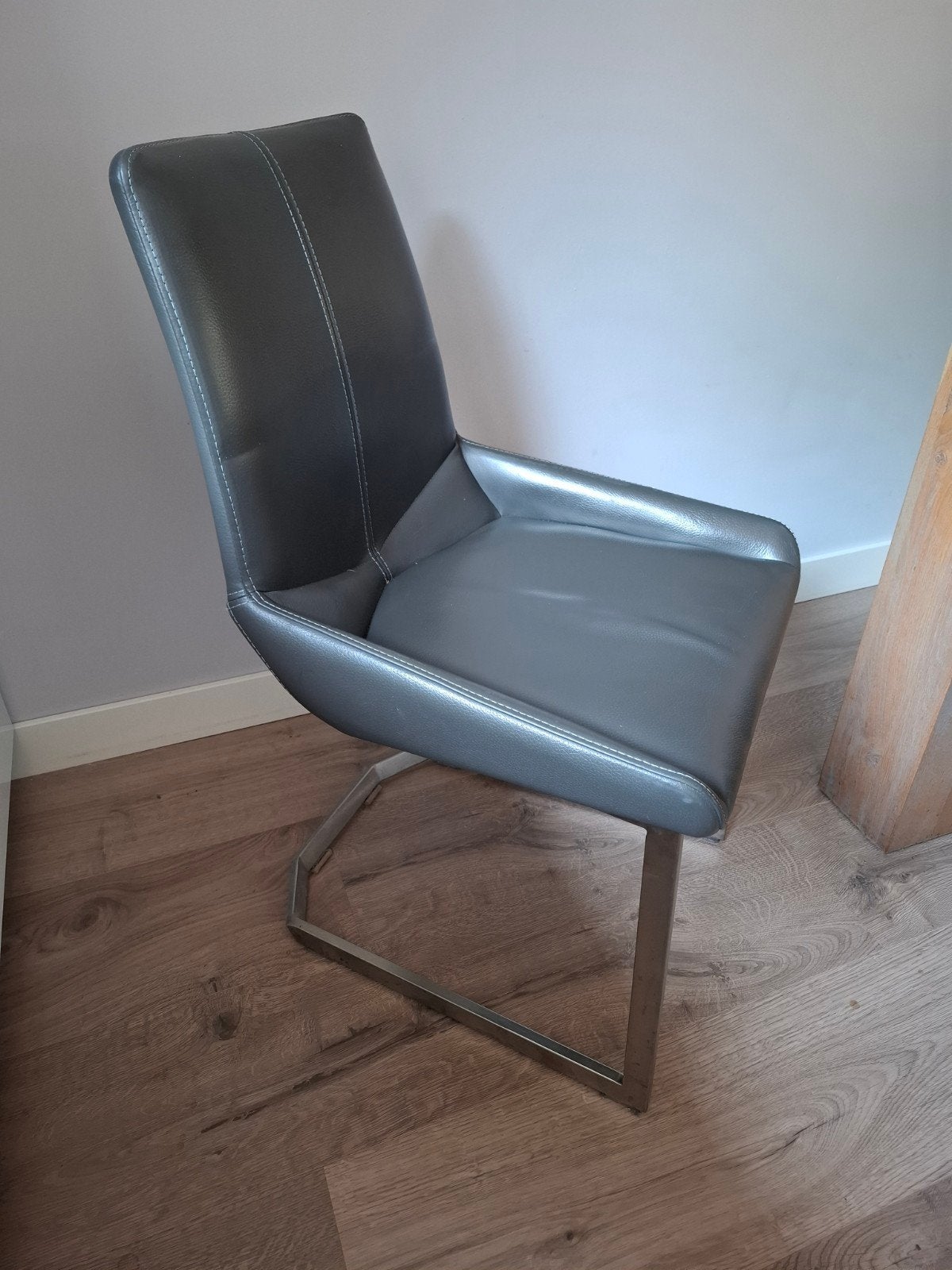 6 lederen stoelen met slede poot, Huis en Inrichting, Stoelen, Ophalen, Zo goed als nieuw, Vijf, Zes of meer stoelen, Leer