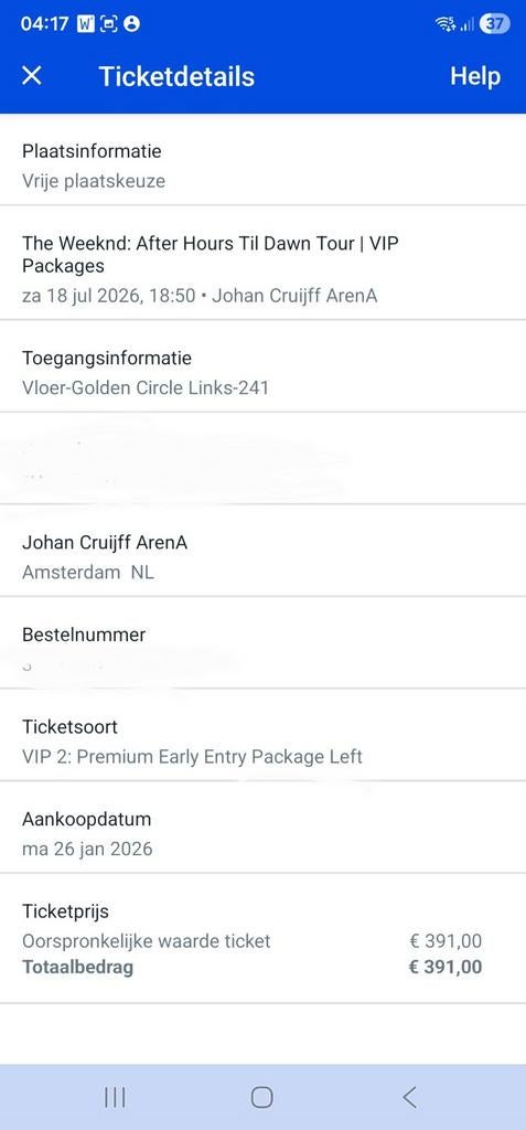 Tickets The Weeknd VIP 2: Premium Early Entry Package 18-7, Twee personen