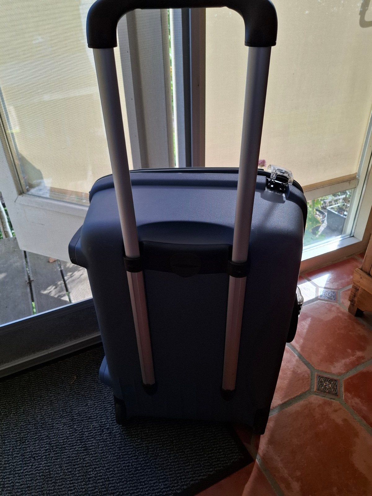 Blauwe Samsonite koffer met wieltjes,cijferslot - Zo goed al, Ophalen, Zo goed als nieuw, Hard kunststof, Uitschuifbare handgreep