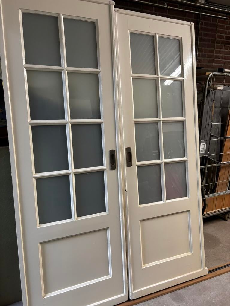Antiek schuifdeuren, Doe-het-zelf en Verbouw, Deuren en Horren, Gebruikt, Binnendeur, Ophalen of Verzenden, Glas
