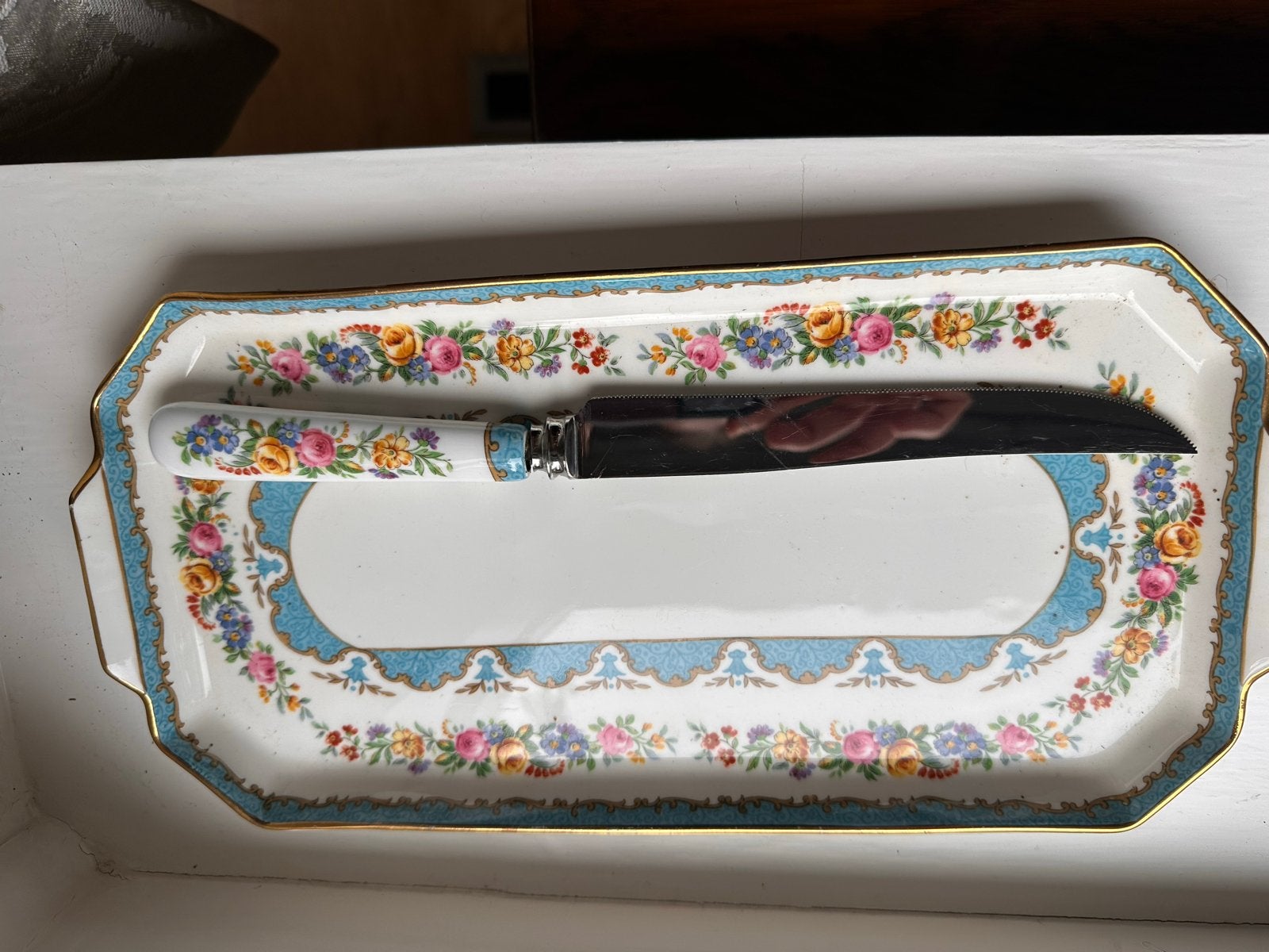 Vintage Crown Staffordshire Kaasplank en Mes, Ophalen